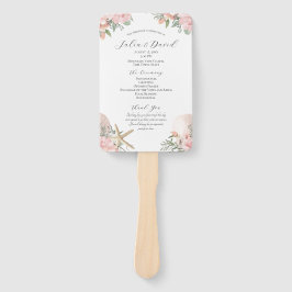 Floral Beach Wedding Program Fan Handwaaier
