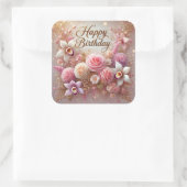 Floral beau autocollant d'anniversaire (Sac)