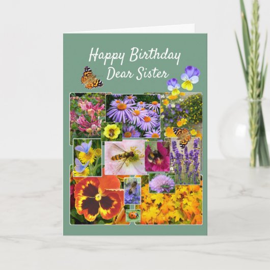 Floral Beauté Custom Texte Soeur Carte Anniversair (Devant)
