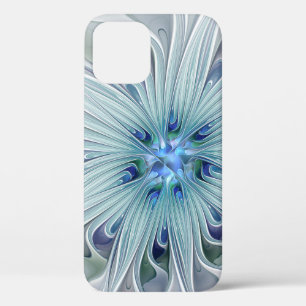 Floral Beauty Abstracte Modern Blue Pastel Flower iPhone 12 Pro Hoesje