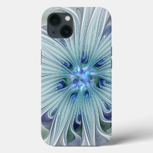 Floral Beauty Abstracte Modern Blue Pastel Flower iPhone 13 Hoesje
