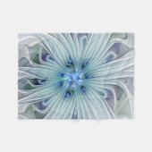 Floral Beauty Abstracte Modern Blue Pastel Flower Fleece Deken (Voorkant (Horizontaal))