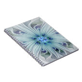 Floral Beauty Abstracte Modern Blue Pastel Flower Notitieboek (Rechterzijde)