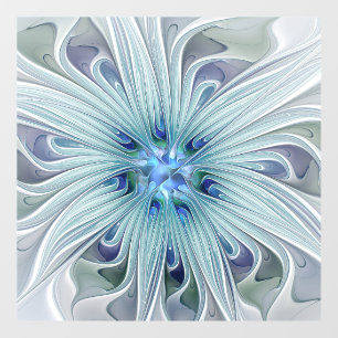 Floral Beauty Abstracte Modern Blue Pastel Flower Raamsticker