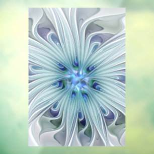 Floral Beauty Abstracte Modern Blue Pastel Flower Raamsticker