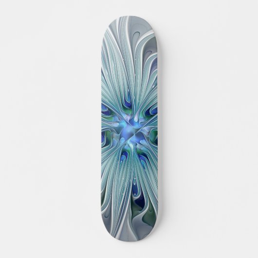 Floral Beauty Abstracte Modern Blue Pastel Flower Skateboard (Voorkant)