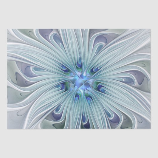Floral Beauty Abstracte Modern Blue Pastel Flower Tissuepapier (Voorkant)