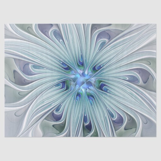 Floral Beauty Abstracte Modern Blue Pastel Flower Tissuepapier (Voorkant)