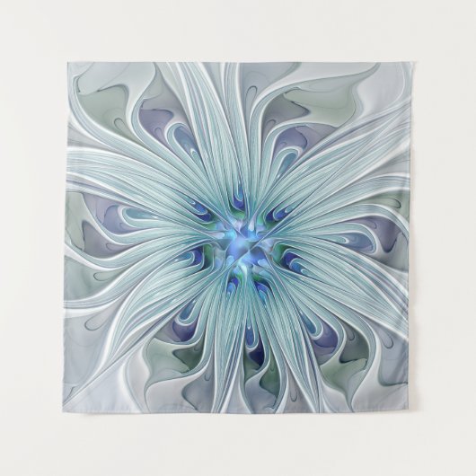 Floral Beauty Abstracte Modern Blue Pastel Flower Wandkleed (Voorkant)
