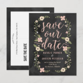 Floral Beauty bewerkbare kleur Save the Date Kaart (Voorkant / Achterkant)