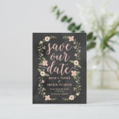 Floral Beauty bewerkbare kleur Save the Date Kaart (Staand voorkant)