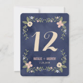 Floral Beauty Double Sided Table Number Kaart (Achterkant)