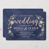 Floral Beauty Editable Color Faire-part de mariage (Devant / Derrière)