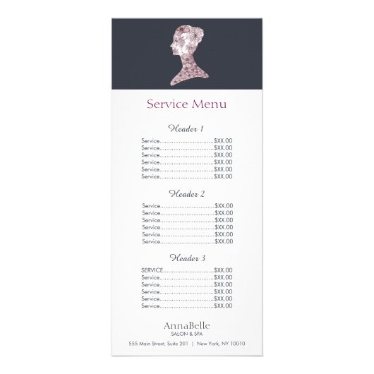Floral Beauty Face Salon Prix Menu (Devant)