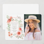 Floral Beauty Graduation Photo Invitation (Devant / Derrière)
