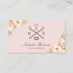  Floral Beauty Salon Logo Blush Pink Visitekaartje