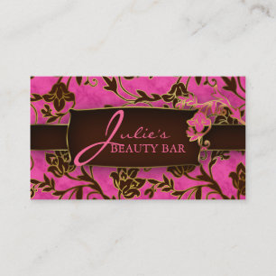 Floral Beauty Visitekaartje Gold Trim Roze Brown H