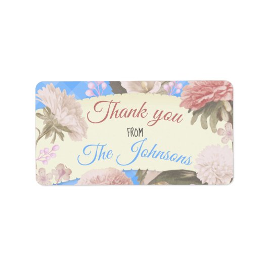 Floral bedankt etiket (Voorkant)