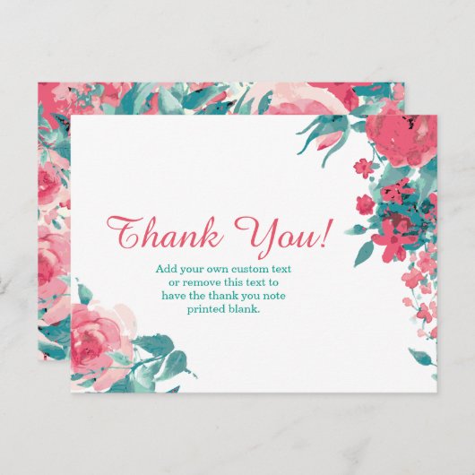 Floral bedankt kaarten (Voorkant / Achterkant)