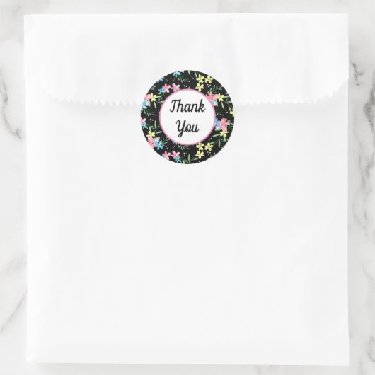 Floral bedankt ronde sticker (Tas)