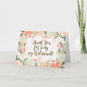 Floral bedankt voor het zijn mijn bruidsmeisje kaa