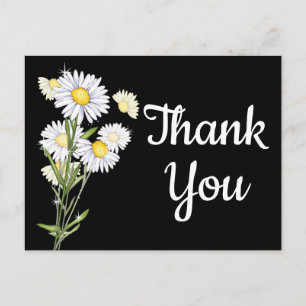 Floral bedankt White Daisy Flower Daisies Black Briefkaart