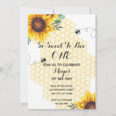 Floral Bee First Bee day Invitation Anniversaire (Devant)