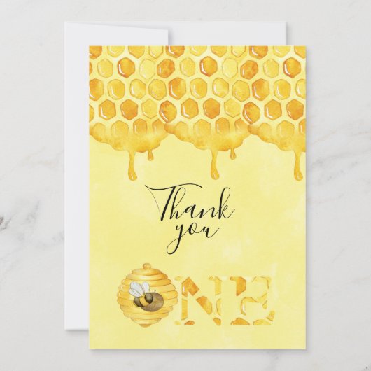 Floral Bee First Bee-day Verjaardag Dank u kaart (Achterkant)