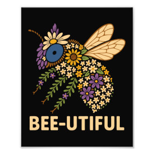 Floral Bee Fusion Bijen-Nuttig Foto Afdruk