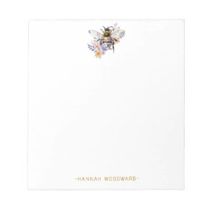 Floral Bee gepersonaliseerd Notitieblok