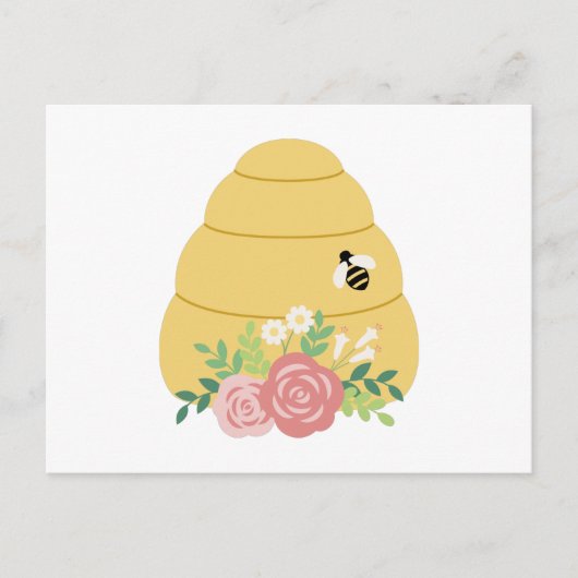 Floral Bee Hive Briefkaart (Voorkant)