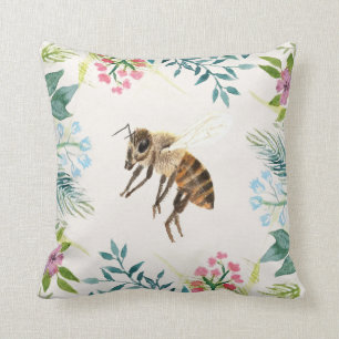 Floral Bee Pillow Kussen