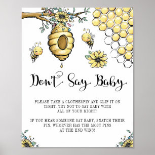 Floral Beehive Honey Sweet Bee Zeg geen Baby Poster