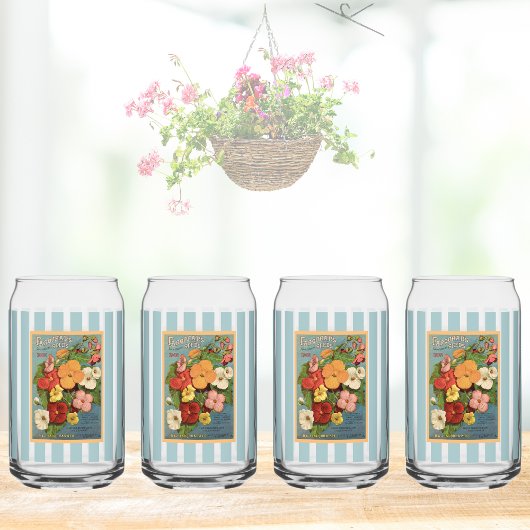 Floral Begonias Pink 1902 Seed Packet Red Teal