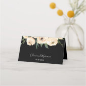 Floral Beige Black Wedding Place Card (Achterkant)