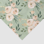 Floral Beige Blush on Green Wedding Tissuepapier (Detail)