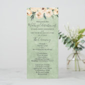 Floral Beige Blush Sage Green Wedding Programme Programma (Staand voorkant)