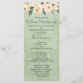 Floral Beige Blush Sage Green Wedding Programme Programma (Voorkant)