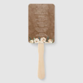 Floral Beige Bruin Trouwprogramma Hand Fan Handwaaier (Achterkant)