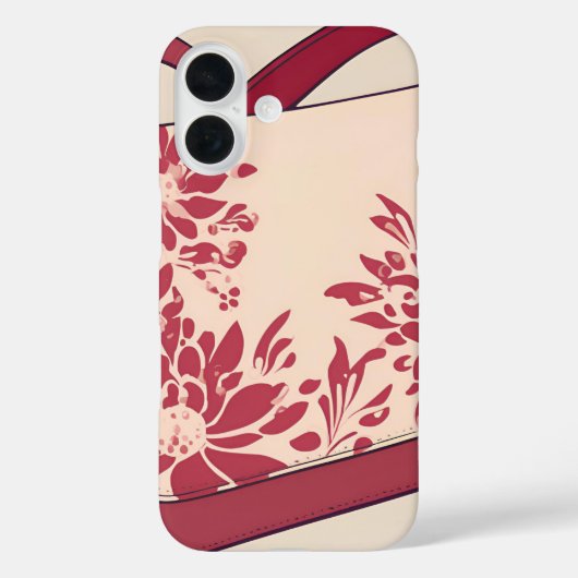 Floral Beige & Red AI kunst Case-Mate iPhone Case (Achterkant)