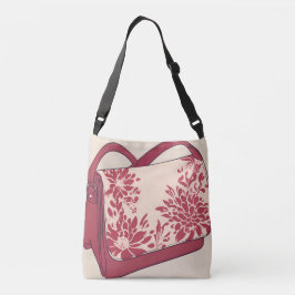 Floral Beige & Red Purse AI kunst Crossbody Tas