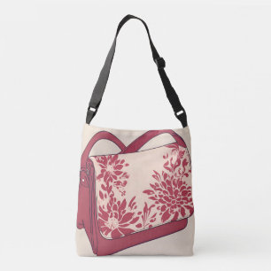 Floral Beige & Red Purse AI kunst Crossbody Tas