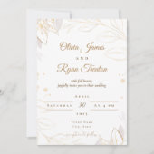 Floral Beige Wedding Invitation Kaart (Voorkant)