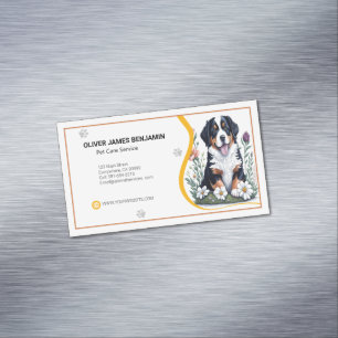 Floral Berner Mountain Dog Pet Care Service Magnetisch Visitekaartje