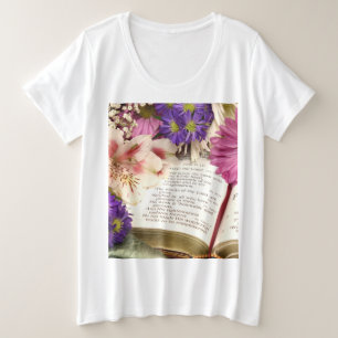 Floral Bible Verse Plus Maat Christelijk T-shirt