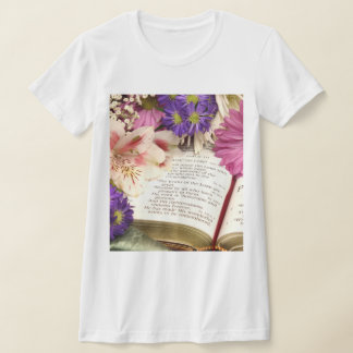 Floral Bible Verse T-shirt Vrouwen Slim Fit T-shir