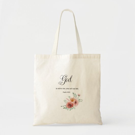 Floral Bible Verse Tote Bag (Voorkant)