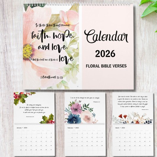Floral Bible Verse Wall Calendar 2026 Kalender