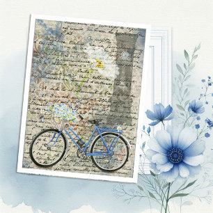 Floral Bicycle Clock Ephemera Briefkaart