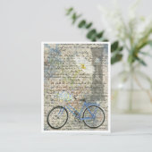 Floral Bicycle Clock Ephemera Briefkaart (Staand voorkant)